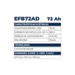 Bateria Kondor 72Ah - EFB72AD - Imagem 2